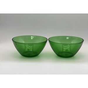 Arcoroc France Emerald Green Glass Bowls Classique Set of 2